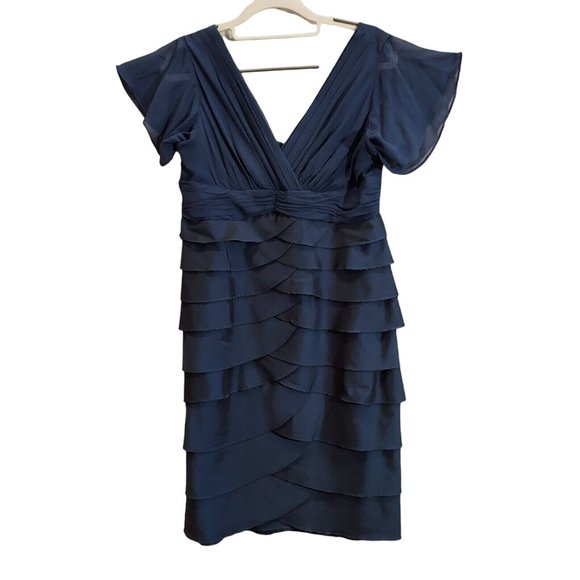 Adrianna Papell Dresses & Skirts - Adrianna Papell Dress Womens12pTiered Cocktail Sheath Dress Navy Blue formal Fun